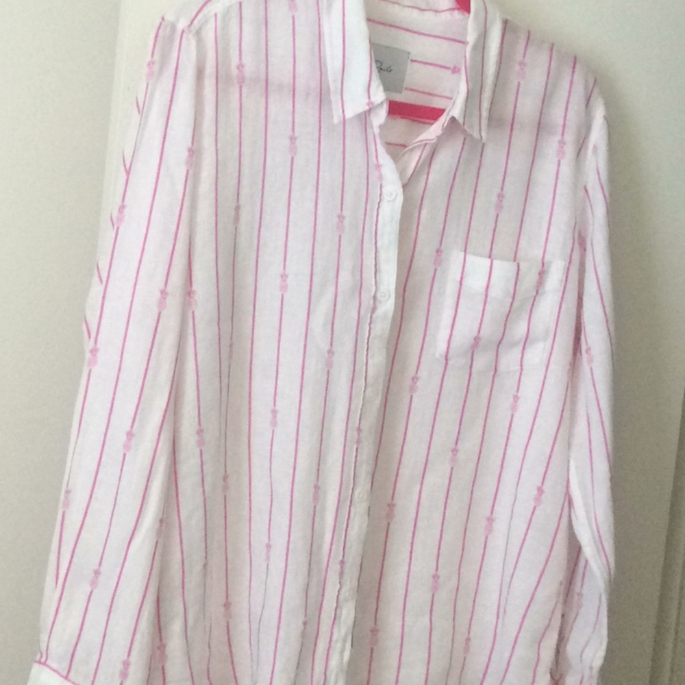 RAILS CHARLI SHIRT PINK PINEAPPLE STRIPED SIZE L